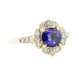 1.50 ctw Sapphire and Diamond Ring - 14KT Yellow Gold