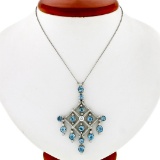 Tiffany & Co. Jazz Platinum 7.20 ctw Round Aquamarine Diamond Chandelier Necklac