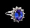 3.08 ctw Tanzanite and Diamond Ring - 14KT White Gold