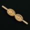 French Antique Victorian 18K Yellow Gold Detailed Dual Button Bar Pin Brooch