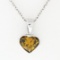 14k White Gold GIA 0.70 ctw Fancy Deep Brown Orange Heart Natural Diamond Pendan