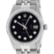 Rolex Mens Stainless Steel Black Diamond 36MM Oyster Perpetaul Datejust