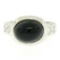 18K White Gold Oval Bezel Set Black Onyx Burnish Set Diamond Bubble Ring