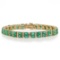 12.25 ctw Emerald and 2.20 ctw Diamond 14K Yellow Gold Bracelet