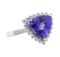 5.92 ctw Tanzanite and Diamond Ring - Platinum