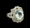 4.03 ctw Aquamarine and Diamond Ring - 14KT White Gold