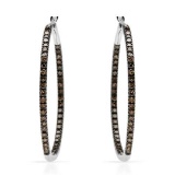 14k White Gold 1.00 ctw Brown Diamonds Earrings, (SI1-SI2/Gold)