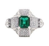 2.87 ctw Emerald and Diamond Ring - Platinum