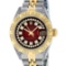 Rolex Ladies 2 Tone Red Vignette Diamond Lugs Pyramid 26MM Datejust Wriswatch
