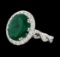 5.68 ctw Emerald and Diamond Ring - 14KT White Gold