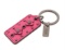 Coach Pink Leather Floral Studded Tag Keychain