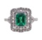1.46 ctw Emerald and Diamond Ring - Platinum