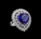 GIA Cert 11.22 ctw Tanzanite and Diamond Ring - 14KT White Gold