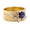 1.40 ctw Blue Sapphire and Diamond Ring - 14KT Yellow Gold