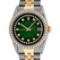 Rolex Mens 36 Green Vignette Diamond Lugs Datejust Wristwatch Oyster Perpetual