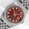 Rolex Mens Stainless Steel Red String Diamond 36MM Datejust Wristwatch