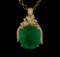 14KT Yellow Gold GIA Certified 50.88 ctw Emerald and Diamond Pendant With Chain