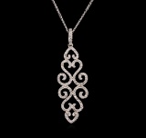 0.66 ctw Diamond Pendant With Chain - 14KT White Gold