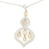 18kt White and Yellow Gold 2.10 ctw White and Yellow Diamond Dangle Pendant Neck