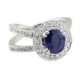2.69 ctw Sapphire and Diamond Ring - 18KT White Gold