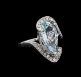 4.46 ctw Aquamarine and Diamond Ring - 14KT White Gold