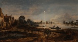 Aert van der Neer - River View by Moonlight