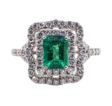 1.46 ctw Emerald and Diamond Ring - Platinum