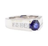 1.99 ctw Sapphire And Diamond Ring - 14KT White Gold
