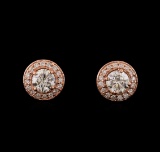 1.36 ctw Diamond Earrings - 14KT Rose Gold