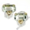 Judith Ripka Sterling Silver and 18kt Yellow Gold Prasiolite and Diamond Earring