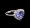 3.72 ctw Tanzanite and Diamond Ring - 14KT White Gold