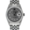 Rolex Mens Stainless Steel Slate Grey Lugs & Diamond Bezel Datejust Wristwatch
