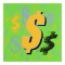 Dollar Signs (Green Italic) by Steve Kaufman (1960-2010)