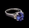 3.66 ctw Tanzanite and Diamond Ring - 14KT White Gold