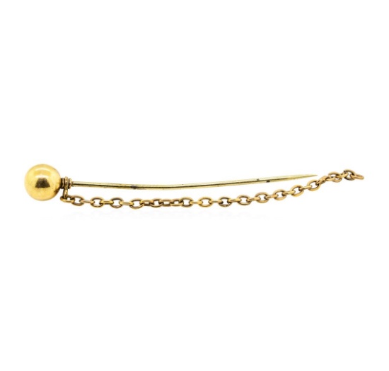 Ball and Chain Stick Pin - Yellow Gold Plated