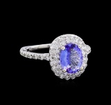 1.78 ctw Tanzanite and Diamond Ring - 14KT White Gold