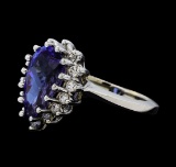 3.35 ctw Tanzanite and Diamond Ring - 14KT White Gold