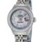 Rolex Ladies Stainless Steel Pink MOP Baguette Diamond Datejust Wristwatch
