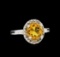 14KT White Gold 2.35 ctw Citrine and Diamond Ring