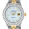 Rolex Mens 2 Tone MOP 3 ctw Channel Set Diamond Datejust 36MM Wristwatch