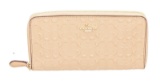 Coach Beige Debossed Logo Leather Zippy Wallet