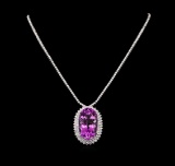 14KT White Gold 71.43 ctw Kunzite and Diamond Necklace