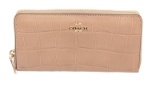 Coach Tan Crocodile Embossed Leather Zippy Wallet