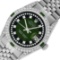 Rolex Mens Stainless Steel Diamond Lugs Green Vignette & Emerald Datejust 36MM