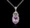 14KT White Gold 40.03 ctw Kunzite and Diamond Pendant With Chain