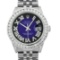 Rolex Mens Stainless Steel Blue Vignette Roman 3 ctw Diamond Datejust Wristwatch