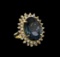 14KT Yellow Gold 22.70 ctw Topaz and Diamond Ring