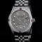 Rolex Mens Stainless Steel Gray Diamond & Ruby Oyster Perpetual Datejust Wristwa