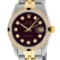 Rolex Mens 2 Tone Maroon VS Diamond & Sapphire Oyster Perpetual Datejust 36MM