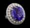 GIA Cert 19.95 ctw Tanzanite and Diamond Ring - 14KT White Gold